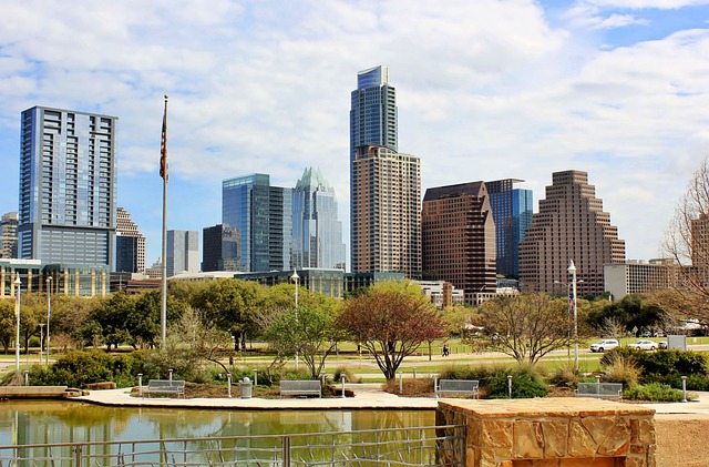 Austin Texas park with city in the background